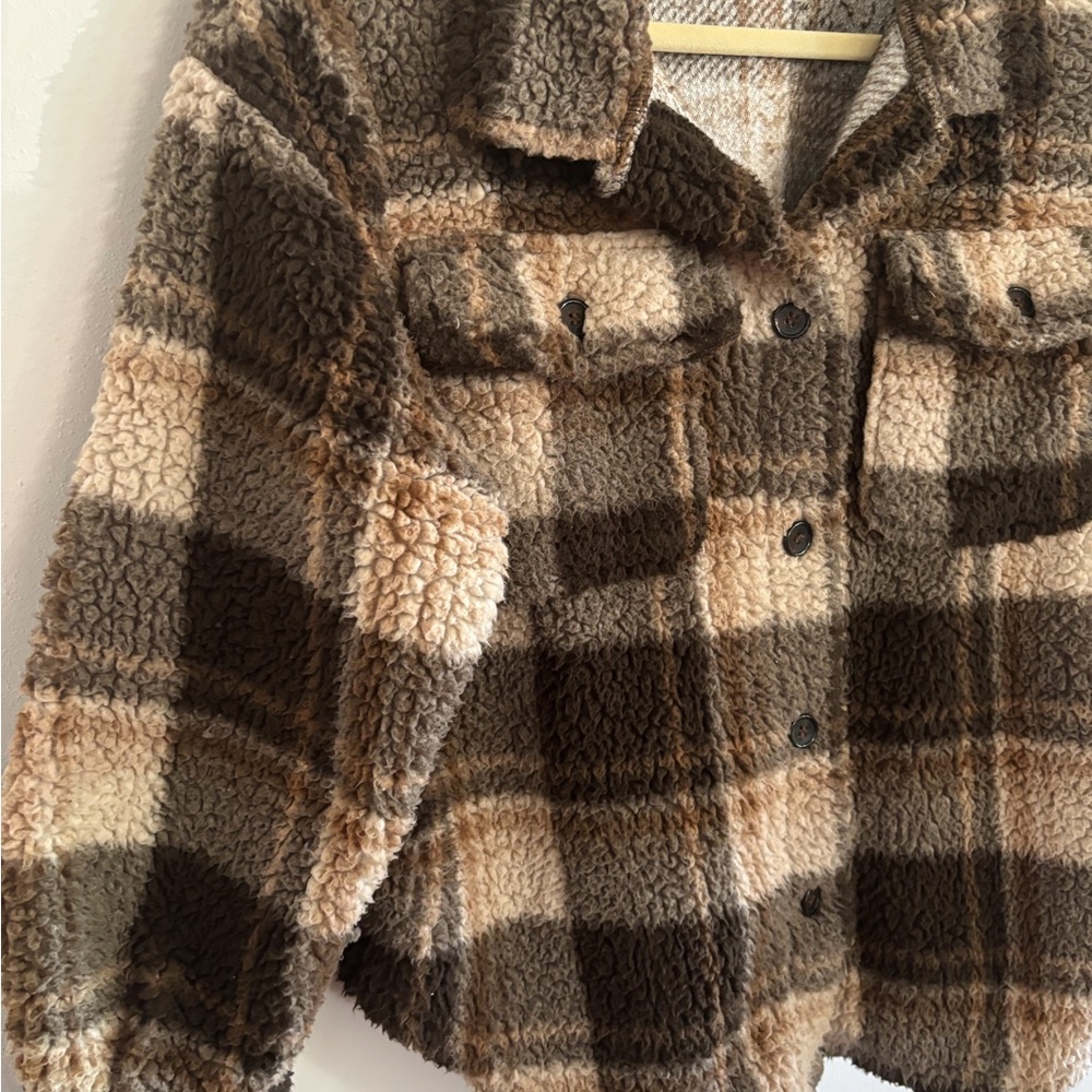 Almost Famous Plaid Sherpa Jacket
